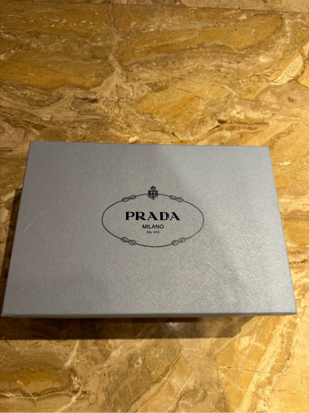 Prada Men's Accessory Box in Light Blue with Navy Logo